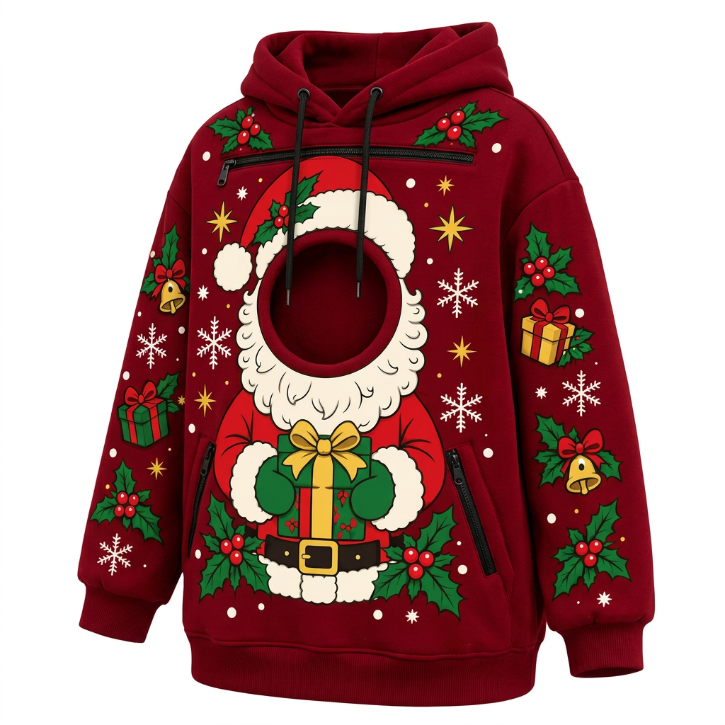 Sudadera canguro navideña Papá Noel para llevar a tu perro