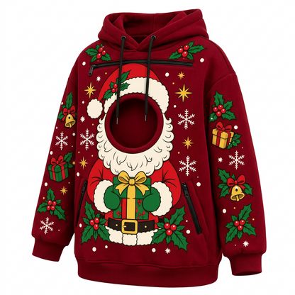 Sudadera canguro navideña Papá Noel para llevar a tu perro