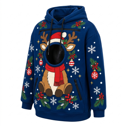 Sudadera canguro navideña Reno para llevar a tu perro